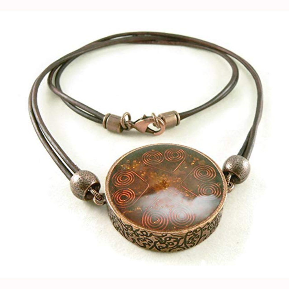 Gift for Women Metal Statement Spiral Necklace Large  Hammered Copper Necklace Big Spiral Copper Pendant